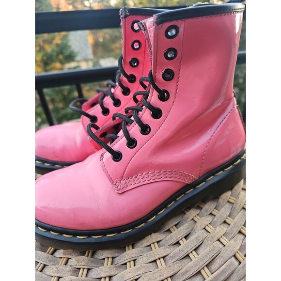 Dr Martens Combat Boots Bubblegum Pink Patent Leather 1460 Women’s 6 US 37 EU - Picture 3 of 11